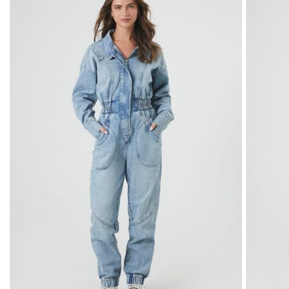 Forever 21 denim jumpsuit 0X washed but never worn - Picture 3 of 8